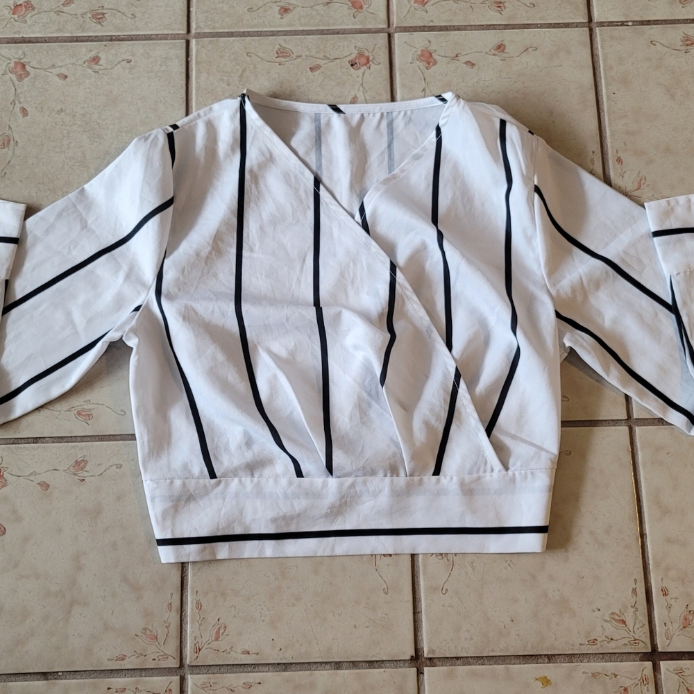 Black and White Striped Blouse